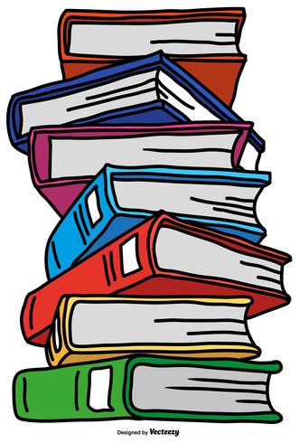 pile of color cartoon style books
